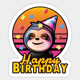 Happy Birthday Cute Sloth Party Animal Celebration Sticker